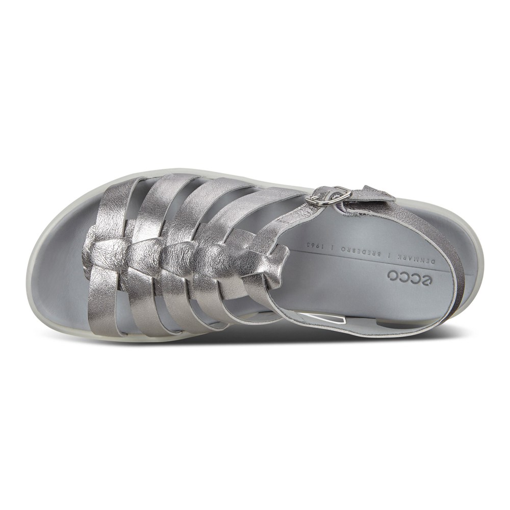 Womens Sandals - ECCO Flowt Lx Flat - Silver - 2561BQDUF